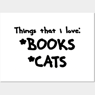 i love books and cats Posters and Art